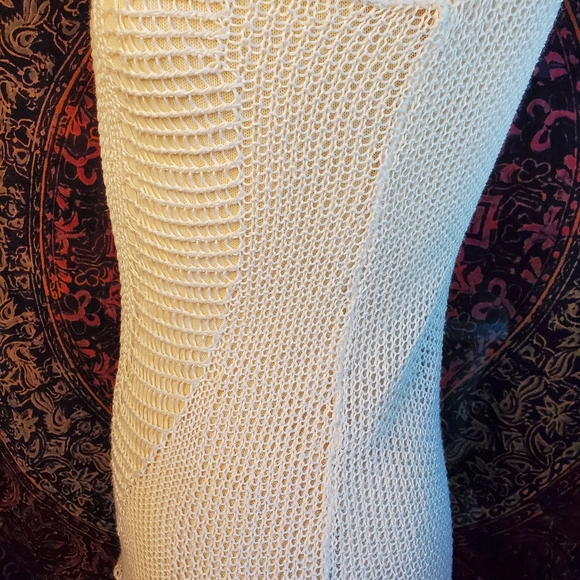 CAbi Ivory Bohemian Crochet Open Knit Tank Top Sweater Womens Size XS - Picture 10 of 14